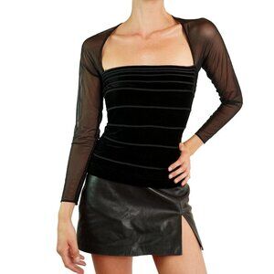 Tadashi Shoji Black Sheer Sleeve Blouse